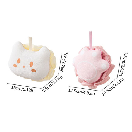 Exfoliating Bath Sponge With Back Scrubber And Loofah-Pink 2