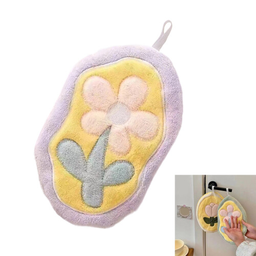 Handtuch mit Blumenmuster, superweicher Plüsch, schnelle-Gelb 2