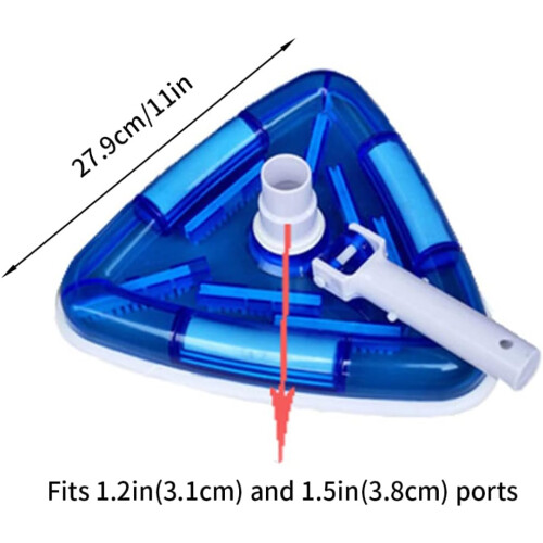 Pool Cleaning Brush Vacuum Suction Head Transparent Triangular Shape Rotatable Hose Interface For Debris Removal 1