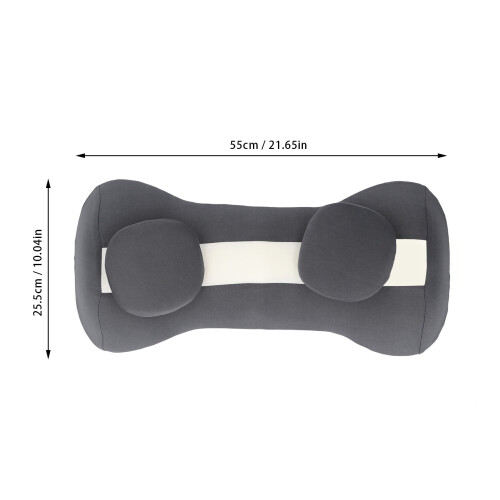 Dark Gray Lumbar Support Pillow for Sleeping 55x25.5cm with 2 Accessories 1