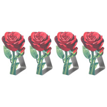 Clips de nappe en acier inoxydable, Design Rose,-Rose rouge