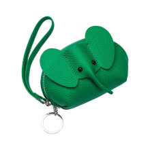 Sturdy Genuine Leather Elephant Designs Card-Fruit green