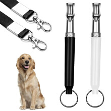 Dog Whistle, Ultrasonic Dog Whistle, Professional, Dog Training, 2Pcs Black White
