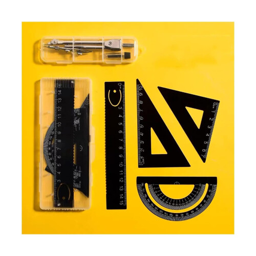 Learning Aid Metal Drawing Compass Maths Geometry Drawing Accessories Including Ruler Geo Triangle2 Protractor Math Compass Math Set Black