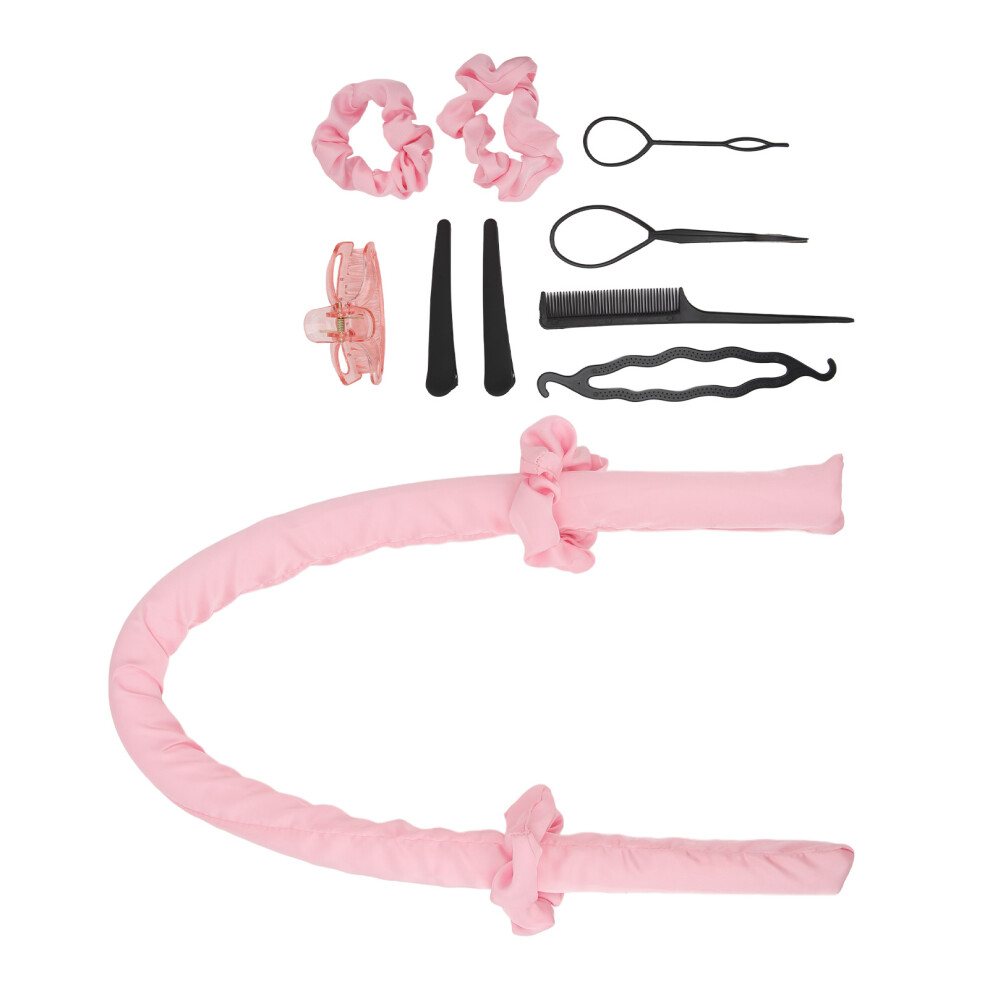 Pink 10Pcs Heatless Curling Rod Headband Clips Cotton For Diy Curls