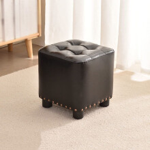 Small Footstool Ottoman with Padded Faux Leather Seat for Bedroom and Living Room Footrest, Stylish Home Decor Accessory