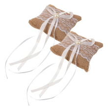 2 pieces wedding ring pillow with lace and creative ring box for weddings, engagements and special occasions, designed for secure ring storage