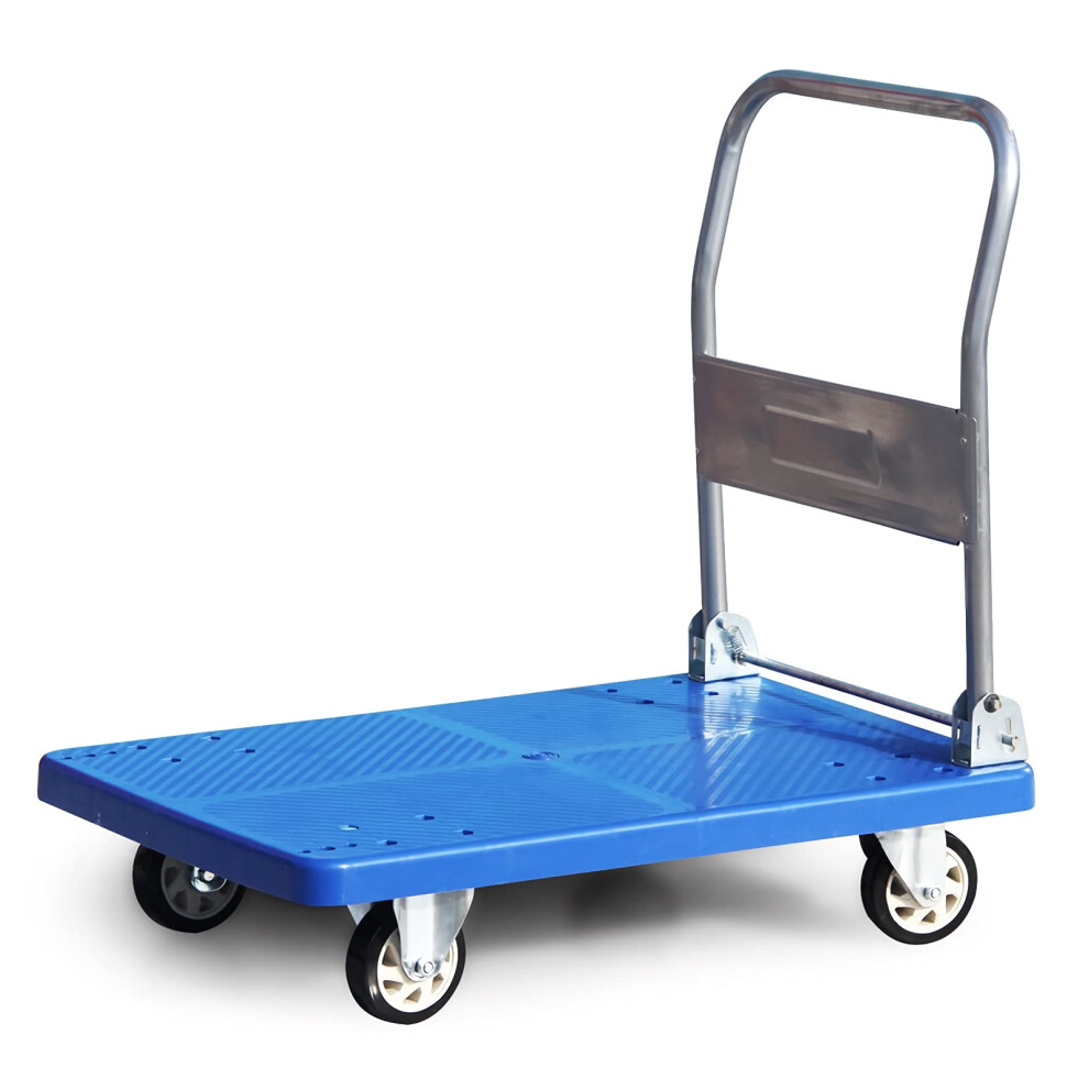 Platform Sack Truck, Trolley With Quiet Wheels, Foldable Handle, Plastic Deck, Capacity 9412369915795