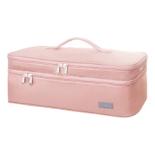 Double Layer Carrying Case For Curling Irons And Hot Tools, Large Capacity, Heat Resistant Pad, Easy To Carry, Pink