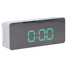LED Mirror Alarm Clock with Snooze, 14x5.5x3.4cm White Shell