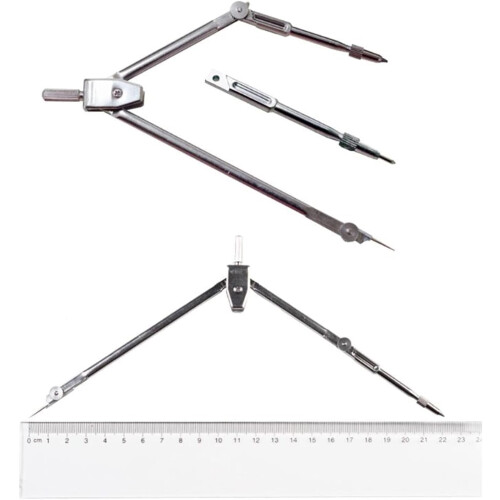 16 Piece Metal Drawing Compass Educational Tool Set  Includes Compass, Sharpener, Pencil, Ruler, Eraser, etc. Maths Compass Math Set 1