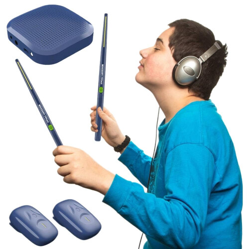 Portable Electronic AirDrumsticks with Pedals Compatible with EDrums (Basic Dark)