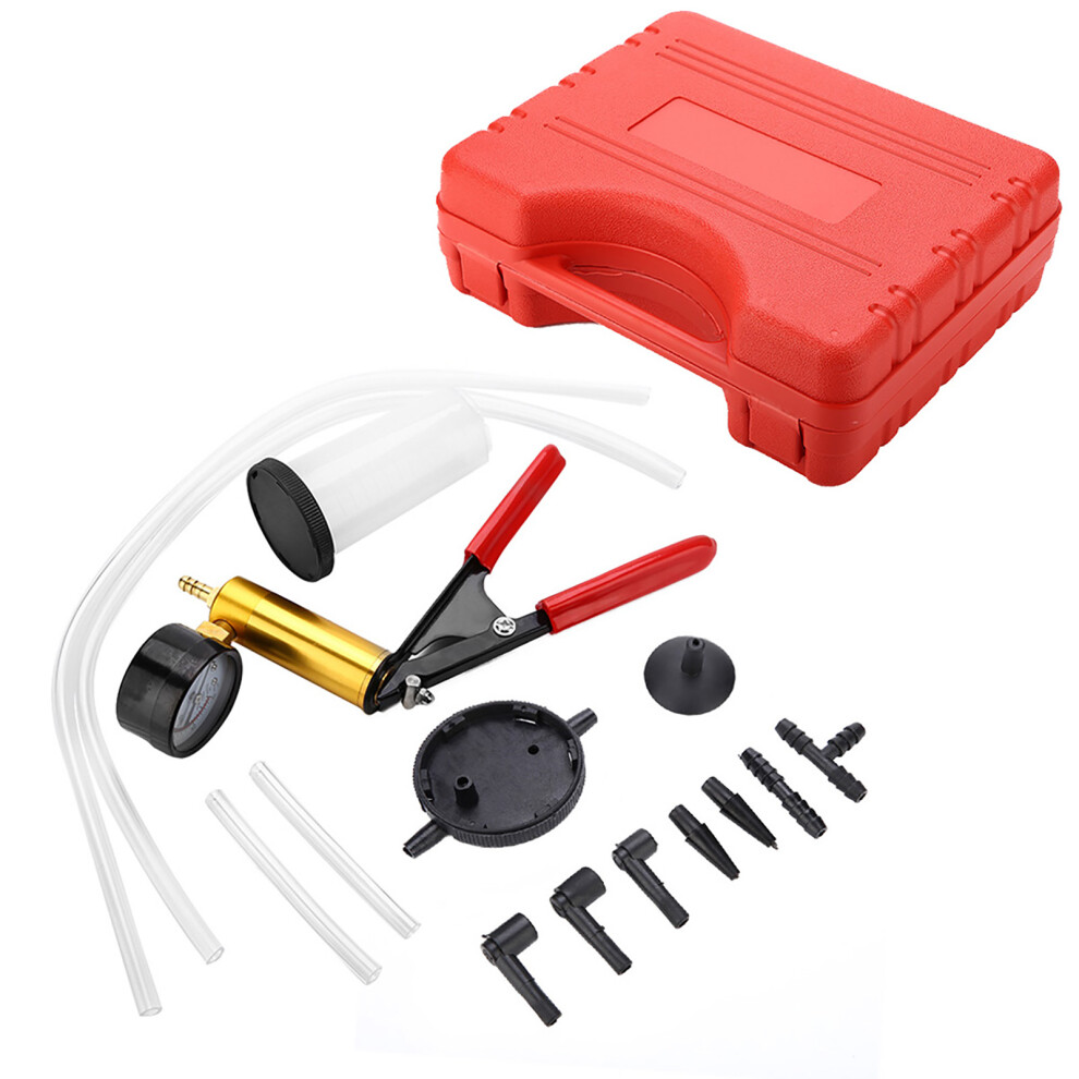 Vacuum Gauge Brake Bleeder Kit Hand Held Vacuum Pump Tester Set Automotive Brake Fluid Bleeding Tool With Adapters For Various Vehicles One Man 9190834852256