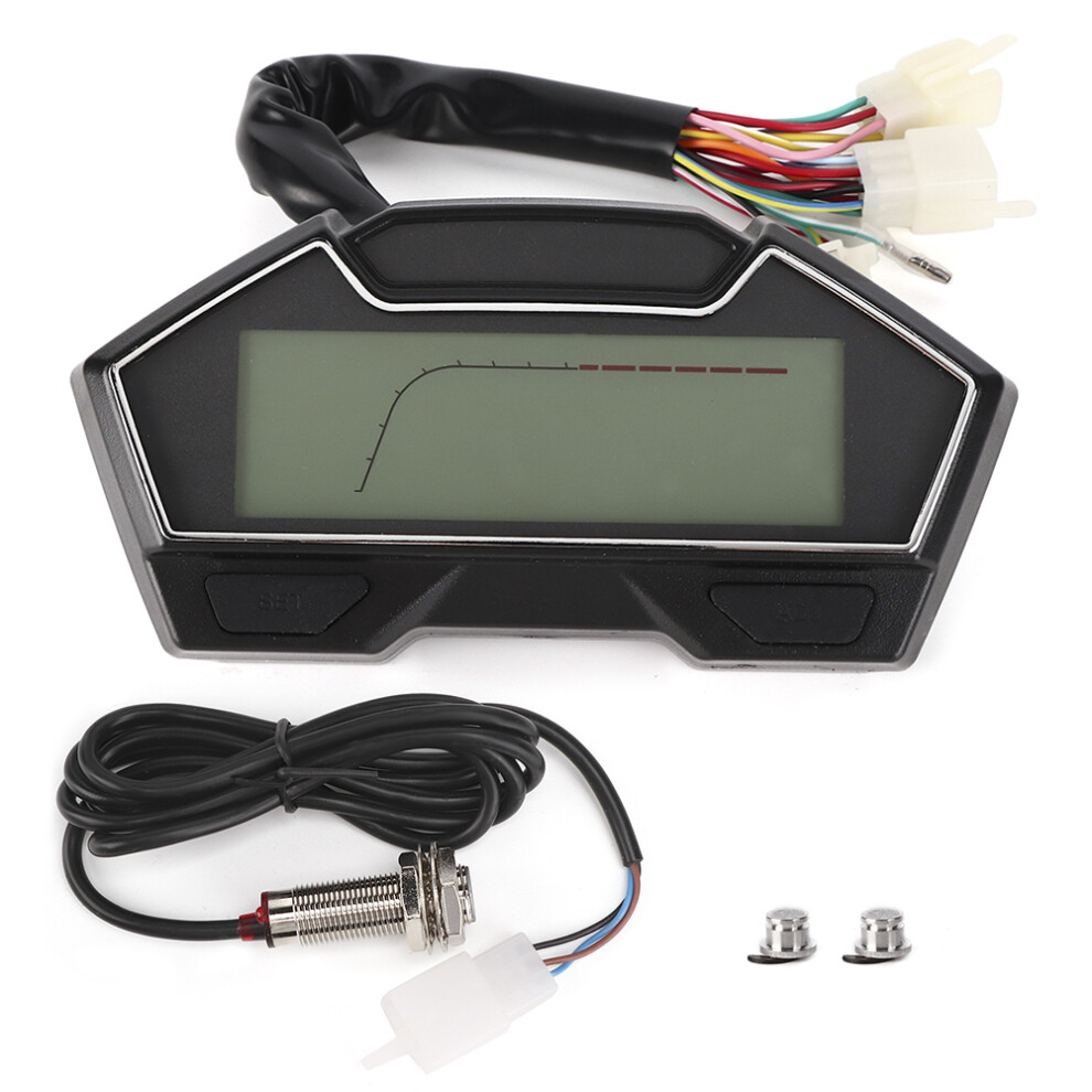 Motorcycle Lcd Digital Speedometer Odometer Universal 12V Rpm Tachometer Fuel Gauge Water Temp Indicator With 7 Color Lighting For Custom Bikes 9190834450384