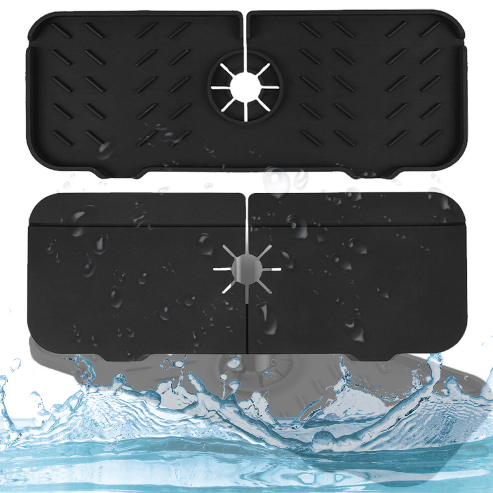 Faucet Guard & Draining Mat, Sink Draining Pad Behind Faucet, Silicone Faucet Water Catcher Mat, Multifunctional Silicon Faucet Guard Storage Tray For 9074015809416