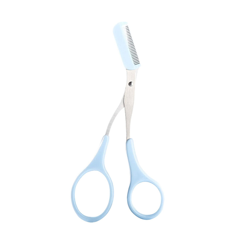 Blue Eyebrow Trimmer Scissor With Comb For Facial Hair Removal Women Cosmetic Scissors Makeup Accessory
