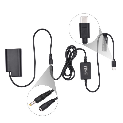 PD USB Typ-C Kabel zu DMW-DCC16 Dummy Batterie DC 2