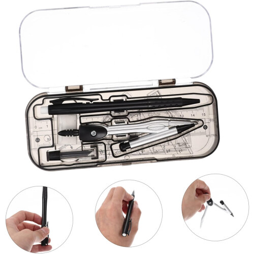 geometry set protractor ruler measuring tool black 2