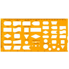 Flowchart Template 10 x 5 Inch Yellow Flexible Plastic Sortioned Shaping with Scale for Running, Drawing and More Flow Chart Template