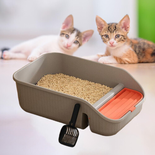 Cats Litter Box High Wall Spill Prevention Low Entry-Yellow 1
