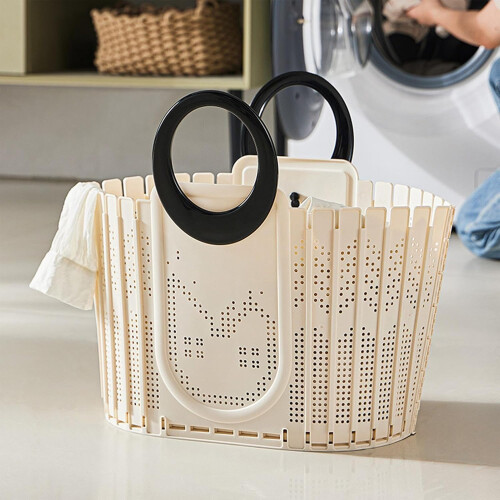Dirty Clothes Basket Ventilated Folding Hamper SpaceSaving Laundry Basket Pull Ring Small Black Bedroom Dorm Nursery 1