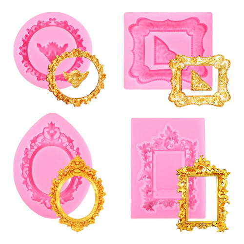 4 stuks herbruikbare siliconen cakevormen embossing frame