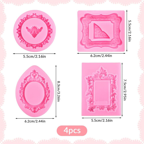 4 stuks herbruikbare siliconen cakevormen embossing frame 2