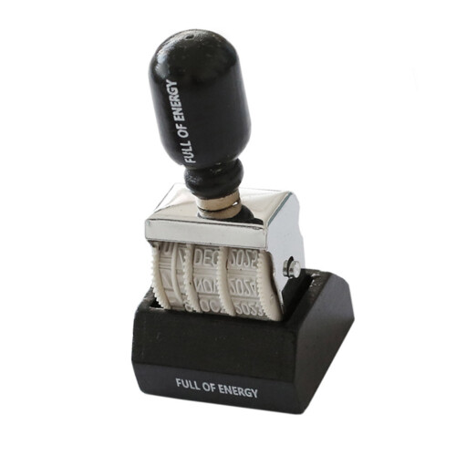 Wood Handle Rubber Stamper Line Dater For Journals-Black