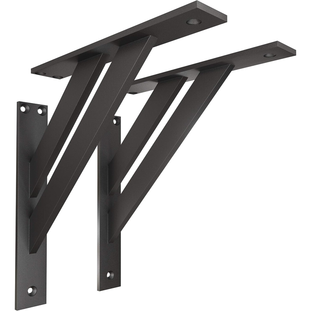 Heavy Duty Shelf Bracket, Triangle Design Wall Mounts For Load Capacity, Decorative And Rust Resistant Floating Shelves Support, Complete Kit In Matte 9463374819783