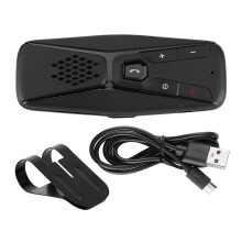 Vivavoce wireless per auto, kit Bluetooth 5.0 per auto con riduzione del rumore, clip posteriore magnetica, supporto Siri, suono stereo, microfono
