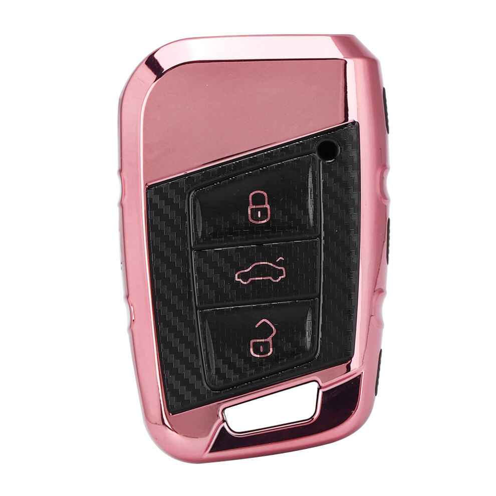 Key Fob Cover For Volkswagen Atlas Teramont Superb Kodiaq, Tpu Cover Case Signal Not Affected Carbon Fiber Style Remote Holder Keyless Entry Sleeve 9358999008905