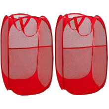 Foldable Mesh Laundry Basket, Pop Up Hamper with Large Volume Design and Durable Handles, Space Saving Collapsible Hamper with Breathable Mesh Structu