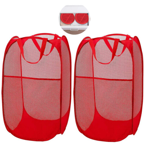 Foldable Mesh Laundry Basket, Pop Up Hamper with Large Volume Design and Durable Handles, Space Saving Collapsible Hamper with Breathable Mesh Structu 1