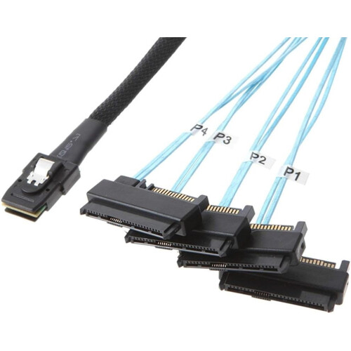 Mini SAS SFF8087 to 4 SFF8482 Server Hard Drive Data Cable with Power 0.5m Speed 2
