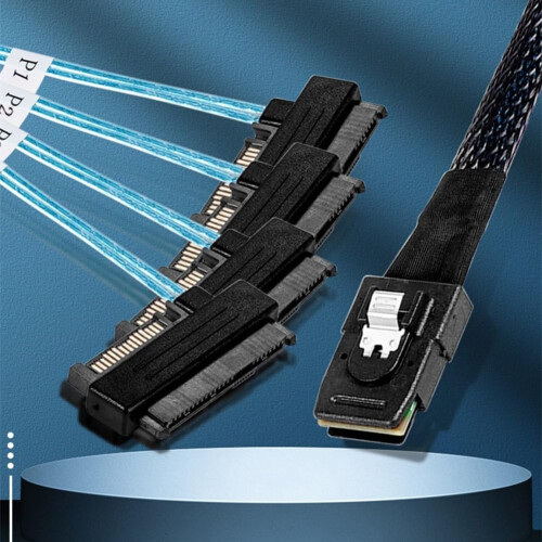 Mini SAS SFF8087 to 4 SFF8482 Server Hard Drive Data Cable with Power 0.5m Speed 1