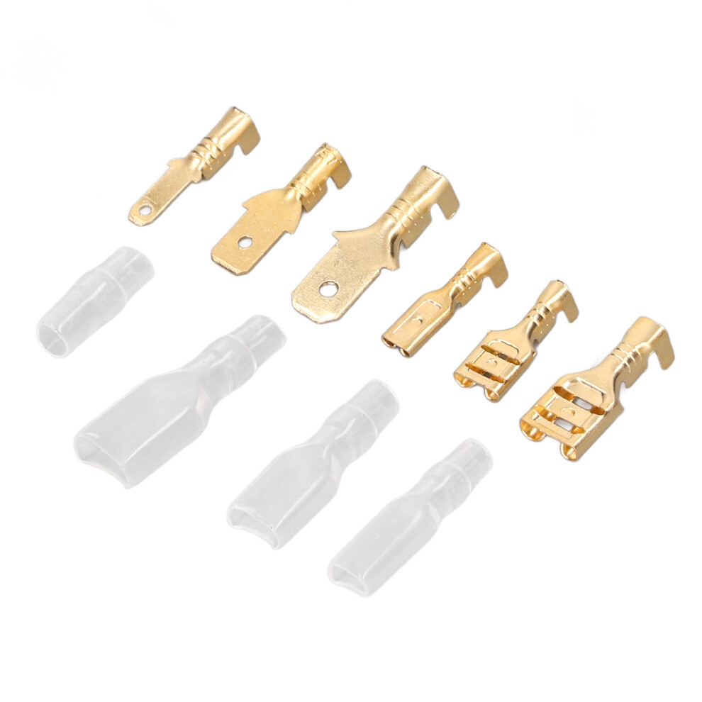 600Pcs Brass Spade Connectors Male Female Crimp Terminals With Sheath Versatile 8441372290071