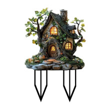 Resins Squirrels House Outdoor Stake Decorative-Tree House