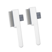 Brosse de toilettage autonettoyante pour chien, 2 pièces,-Blanc