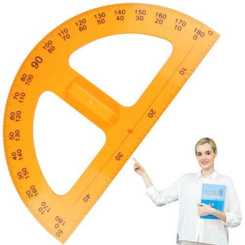Large Protractor, 24.8 x 50 cm, Plastic Angle Finder with Handle for Teaching