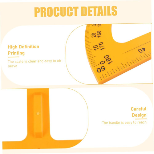 Large Protractor, 24.8 x 50 cm, Plastic Angle Finder with Handle for Teaching 2