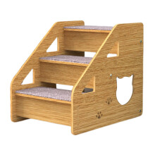 Wooden Pet Stairs and Ramps, 3Step Ladder for Dogs and Cats