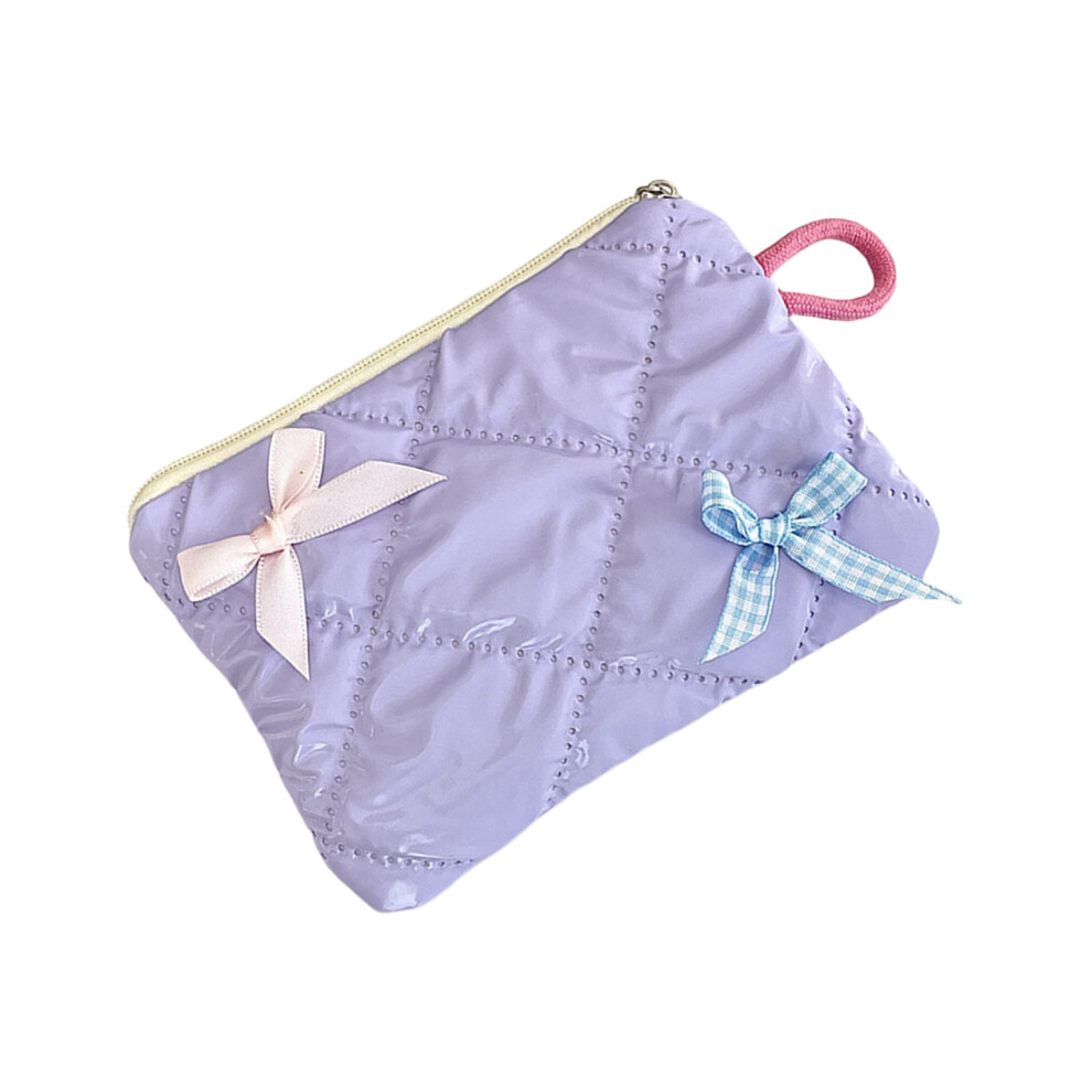 Light/Purple Smooth Bowknot Makeup Pouch Portable Organizers