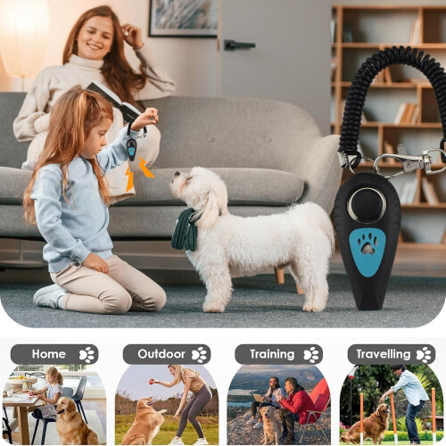 Dog training clicker, clicker and whistle, 6.5 x 3.0 cm behavior training aid, silent recall device, includes wrist strap 2