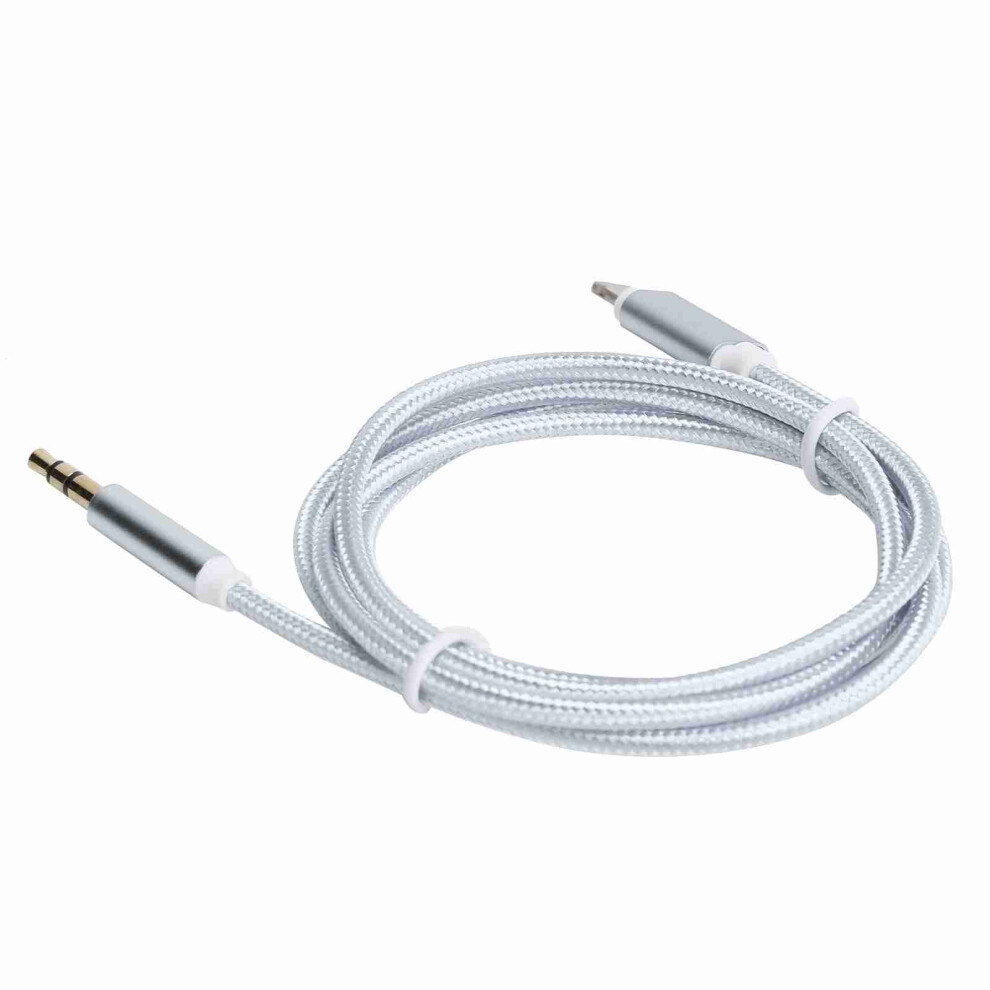 Nylon Braided Aux Cord For Ios 12 3.5Mm Audio Adapter 1M White 6901378270771