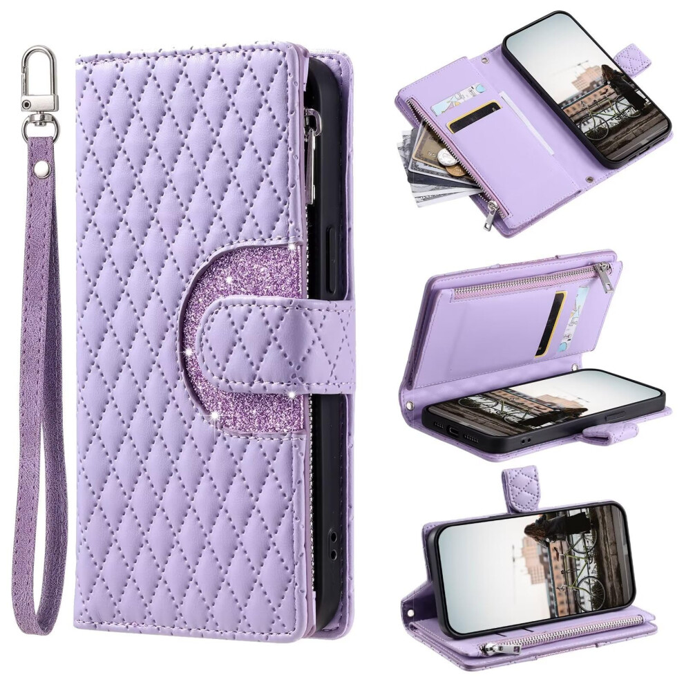Nadoli Glitter Leather Wallet Case With Wrist Strap For Galaxy S10e Purple 9426802412055