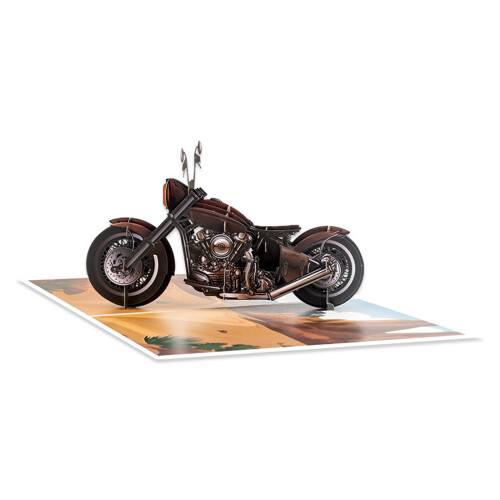 Unique Popup Greeting Card With 3D Motorcycle Scene Personalised