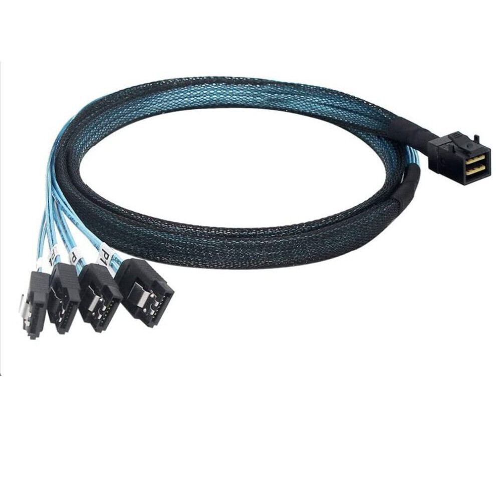 Mini Sas Sff8643 To 4 Ports Sata 7P Female Cable Internal Server Breakout, 0.5M Length, Black 9189345950742