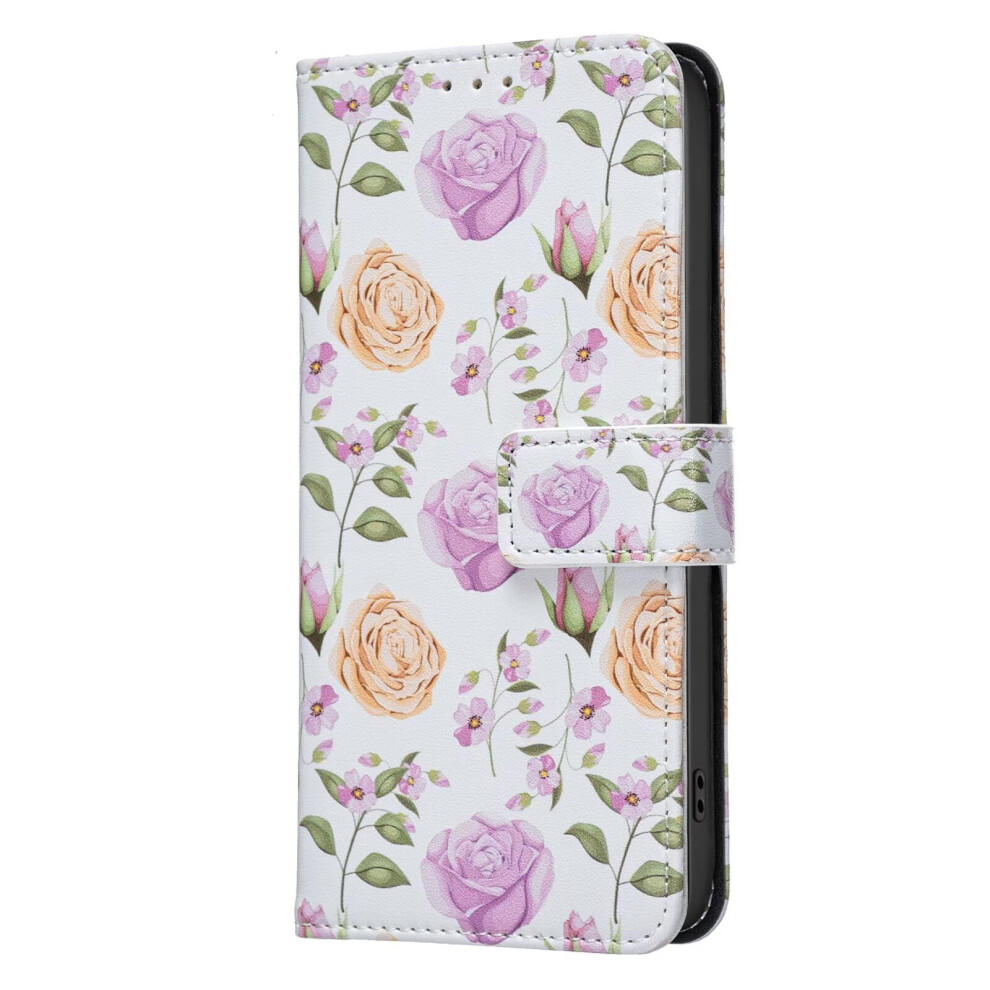 Case For Motorola Moto G35 3D Painted Shockproof Flip Folio Wallet With Card Slots, Kickstand, Magnetic Closure, Rose Yellow 9044945395181