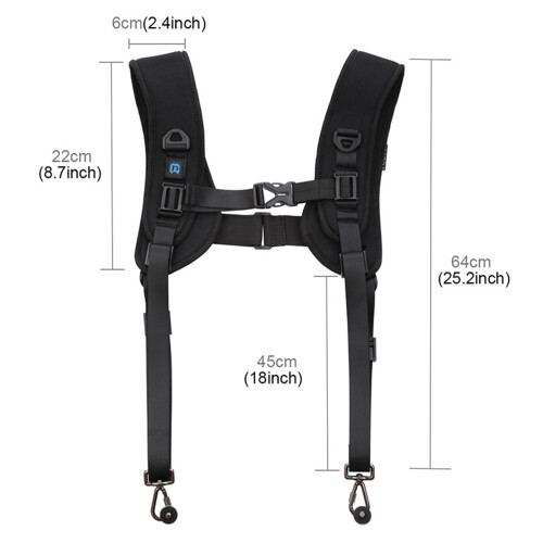 Two Shoulder Camera Straps Harness Quick Release Adjustable for 1
