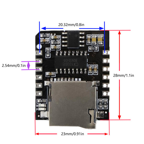 Open Source MP3 Player Module CX1000B-Modules and pin head 2